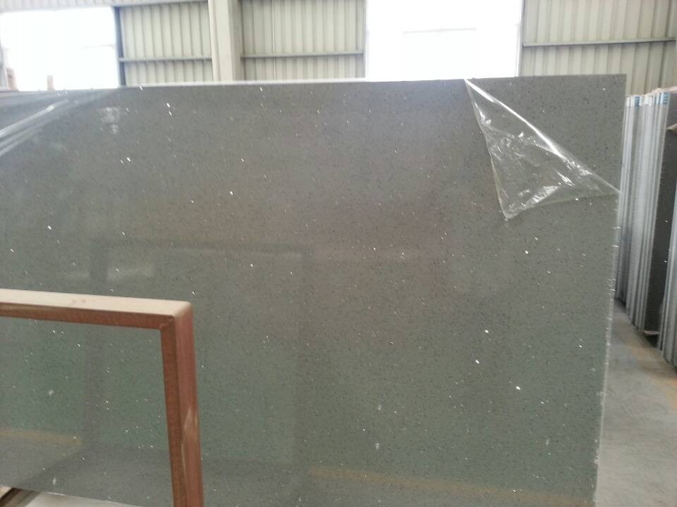 Grey Quartz Stone Slab with Flash Mirror