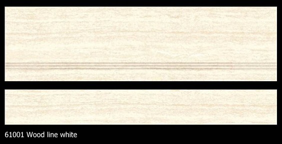 White Color Wood Line Polished Porcelain Stair Step Tile