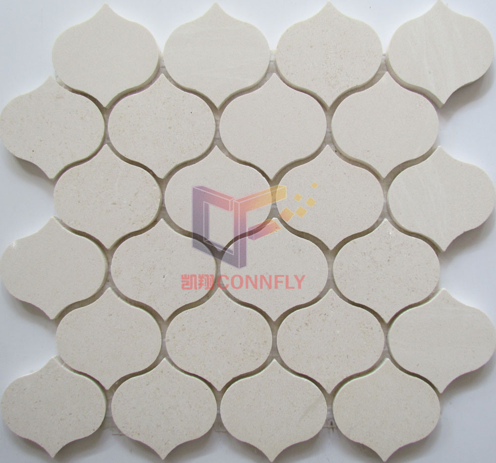 Water Jet Lattern Shape Polished Marble Mosaic (CFS1066)