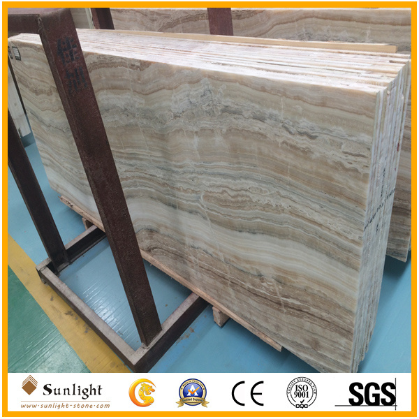 Straight White/Yellow Wooden Vein Onyx Jade Tiles for Floor, Wall,