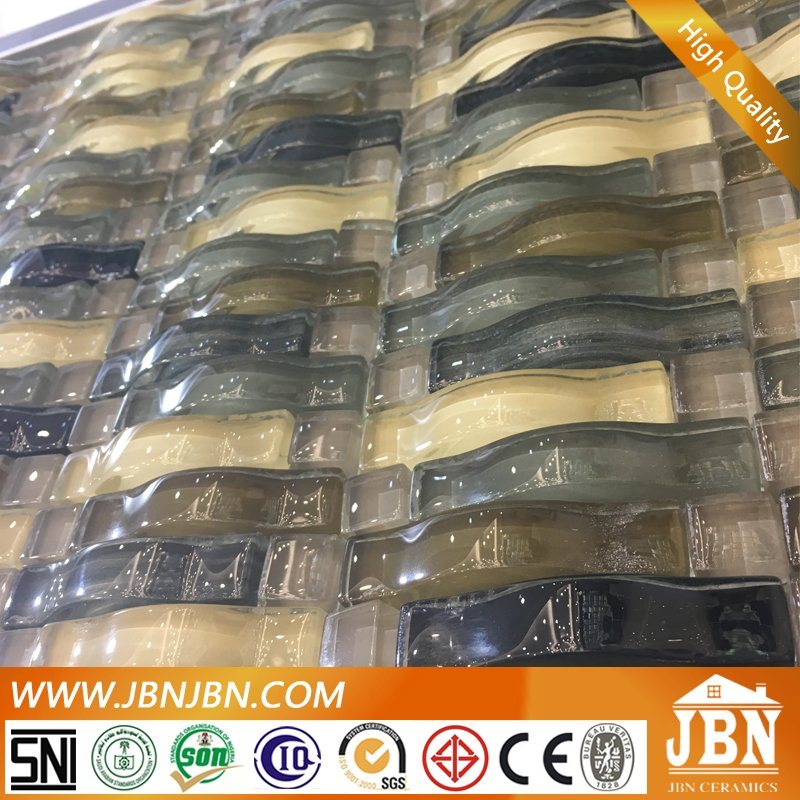 Square Marble and Bend Glass Mosaic for Kitchen Wall Border (M855041)