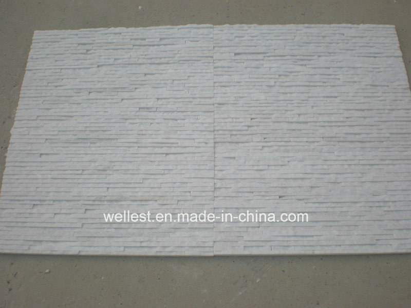 Ql-310L Shinning White Quartzite Background Wall Cladding Tile