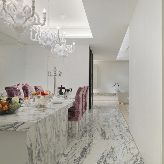 Grey White Serpeggianto Quartz Slab for Interior Flooring