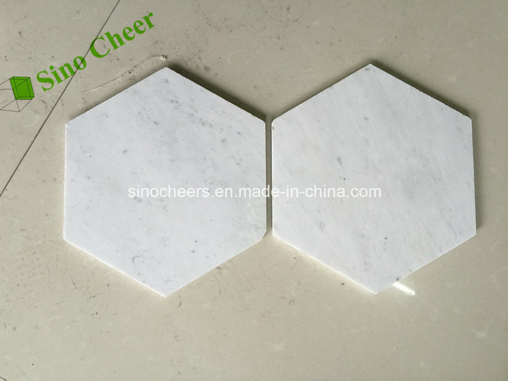 High Quality Hexagon Polished White Carrara Marble Mosaic for Interior Derocations