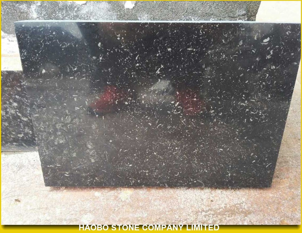 Polished Black Limestone Flooring Tiles