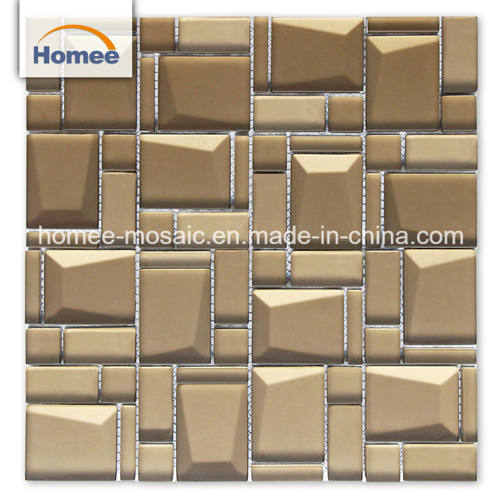 Luxury Balcony Glass Mosaic Beveled Irregular Brown Glass Subway Tile