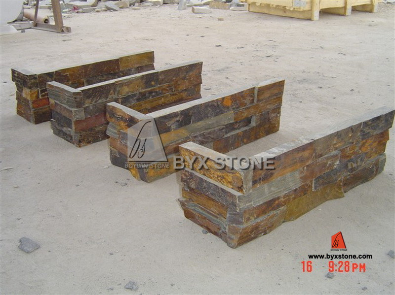 Rusty Natural Slate Culture Stone Corner / Ledgestone Corner for Wall