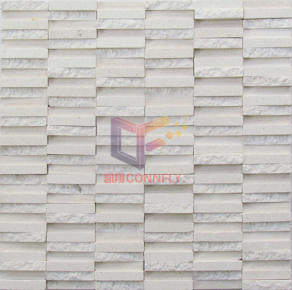 Cream White Matt Face Irregular Stone Mosaic (CFS1026)