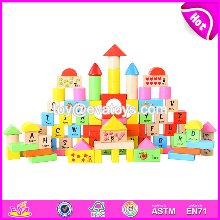 Wholesale Cheap 100 Pieces Educational Letters Wooden Children Toy Building Blocks W13b025