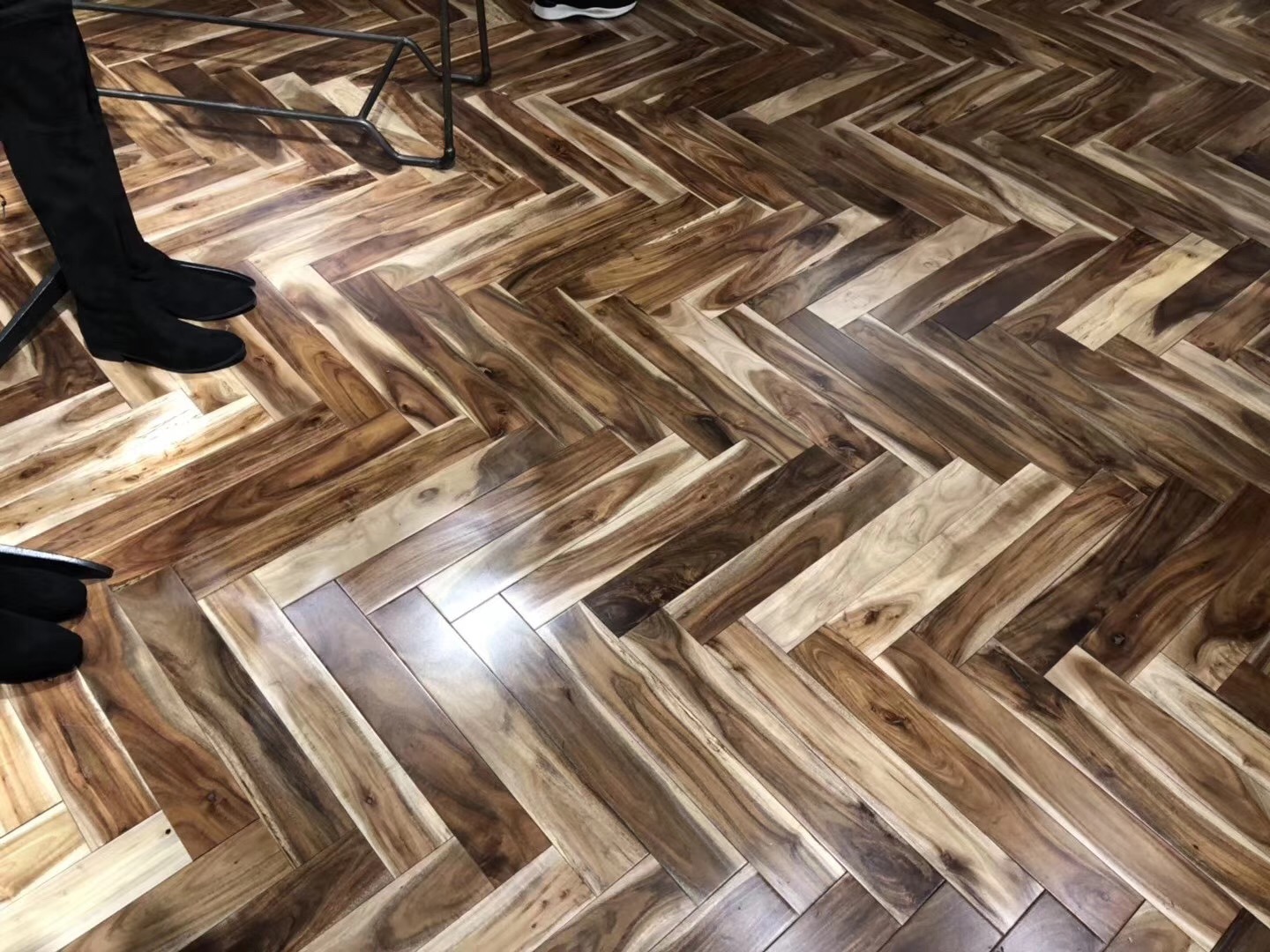 Tobacco Road Acacia Herringbone Hardwood Flooring - 3.75