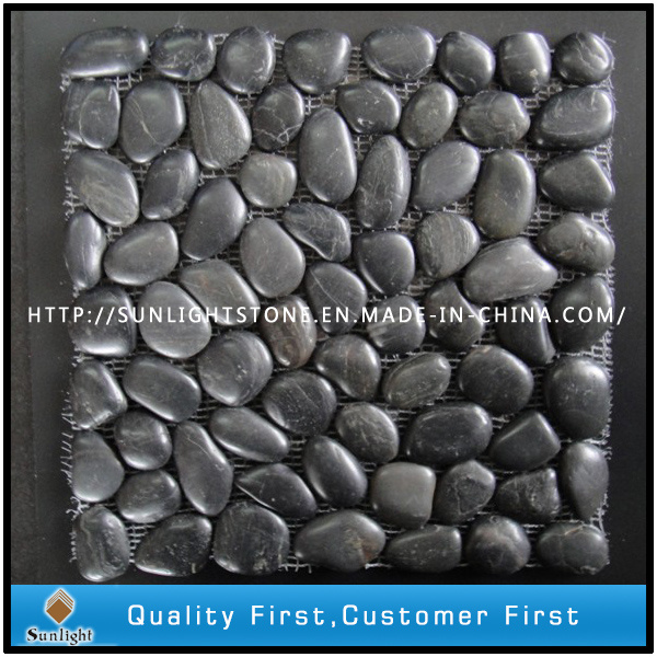 Natural Black Pebble on Mesh for Paving