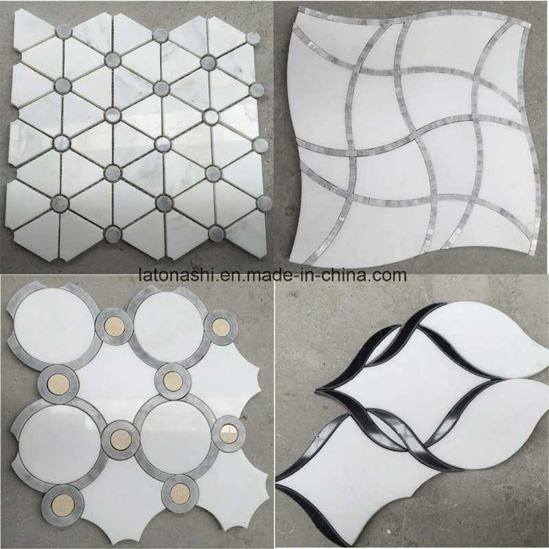Waterjet Stone Mosaic with White/Black/Beige Color for Hotel Lobby/Lounge