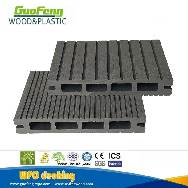 Grooved Hollow Wood Plastic Composite WPC Decking Outdoor Flooring