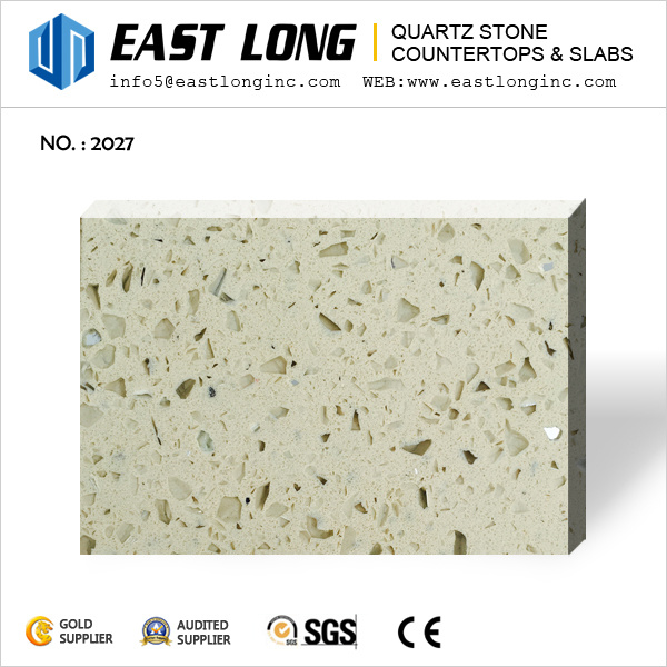 Beige Sparkling Quartz Stone Slabs Wholesale for Kitchen Countertops