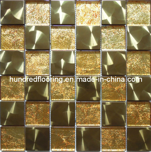 Gold Metal Mix Glass Mosaic Tile (SM201)