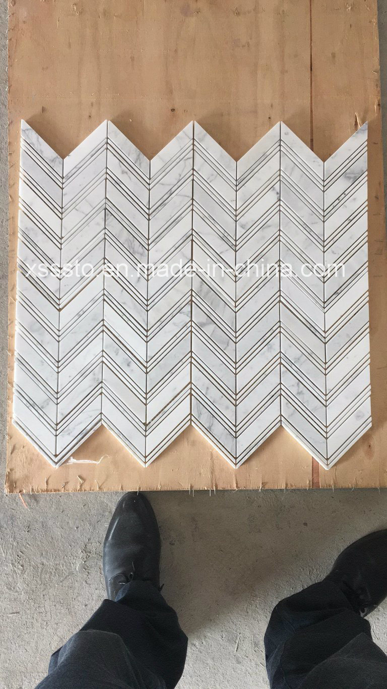 White Carrara Marble Mosaic Pattern for Wall Decoration