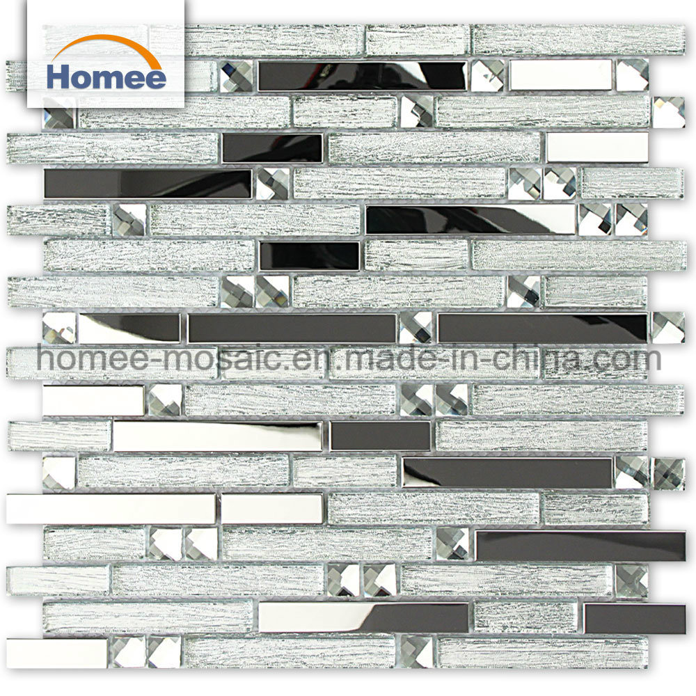 8mm Decorative Mosaic Mirror Tile Strip Glass Backsplash Mosaic