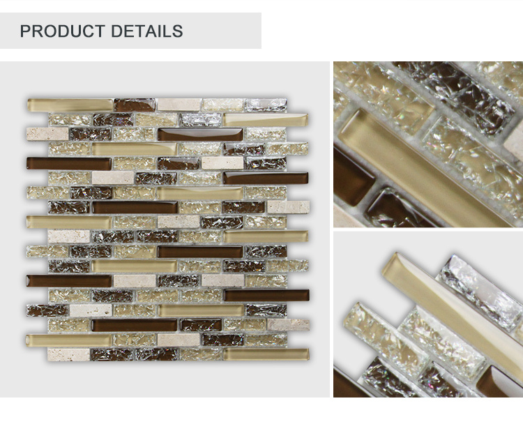 Inexpensive New Designed Crackle Glossy&Tumbled Glass Mosaic Tile