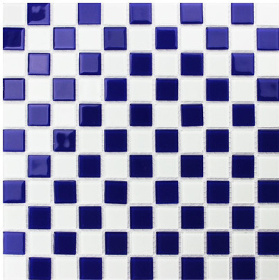 Blue and White Glass Mosaic Tile