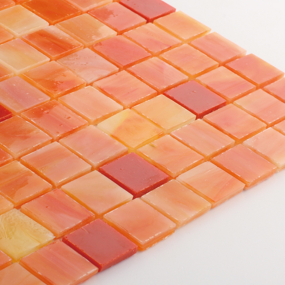 Never Fade Decorative Orange Bathroom Glass Tiles Mosaic