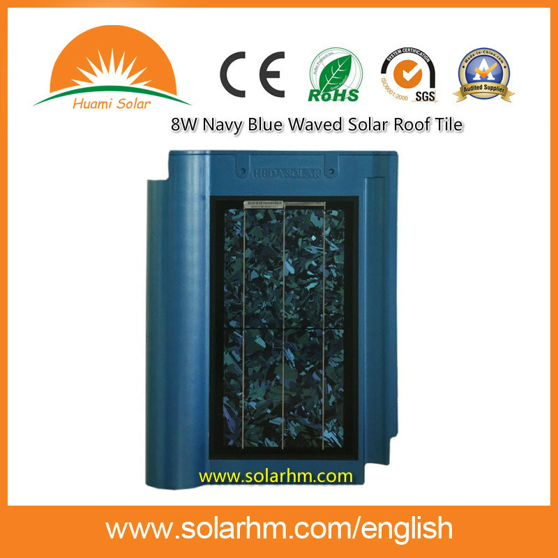 8W Navy Blue Waved Solar Roof Tile