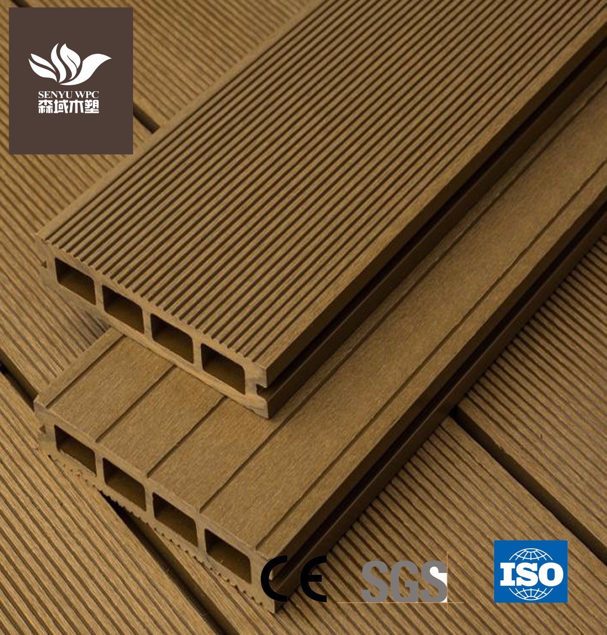 Hollow Wood Plastic Composite WPC Decking with Ce