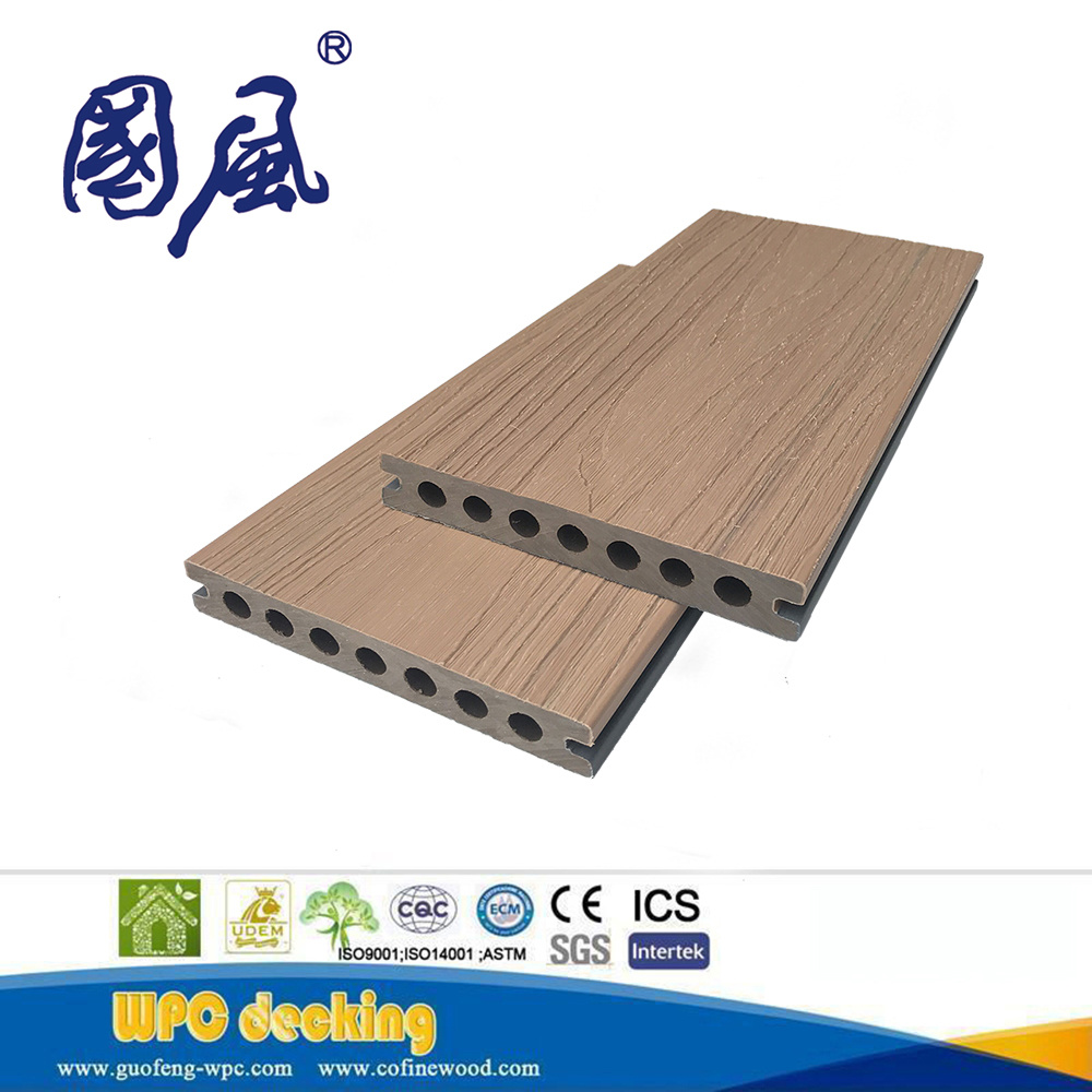 Anti-UV Wood Grain Wood Plastic Composite WPC Decking Board 145*21mm