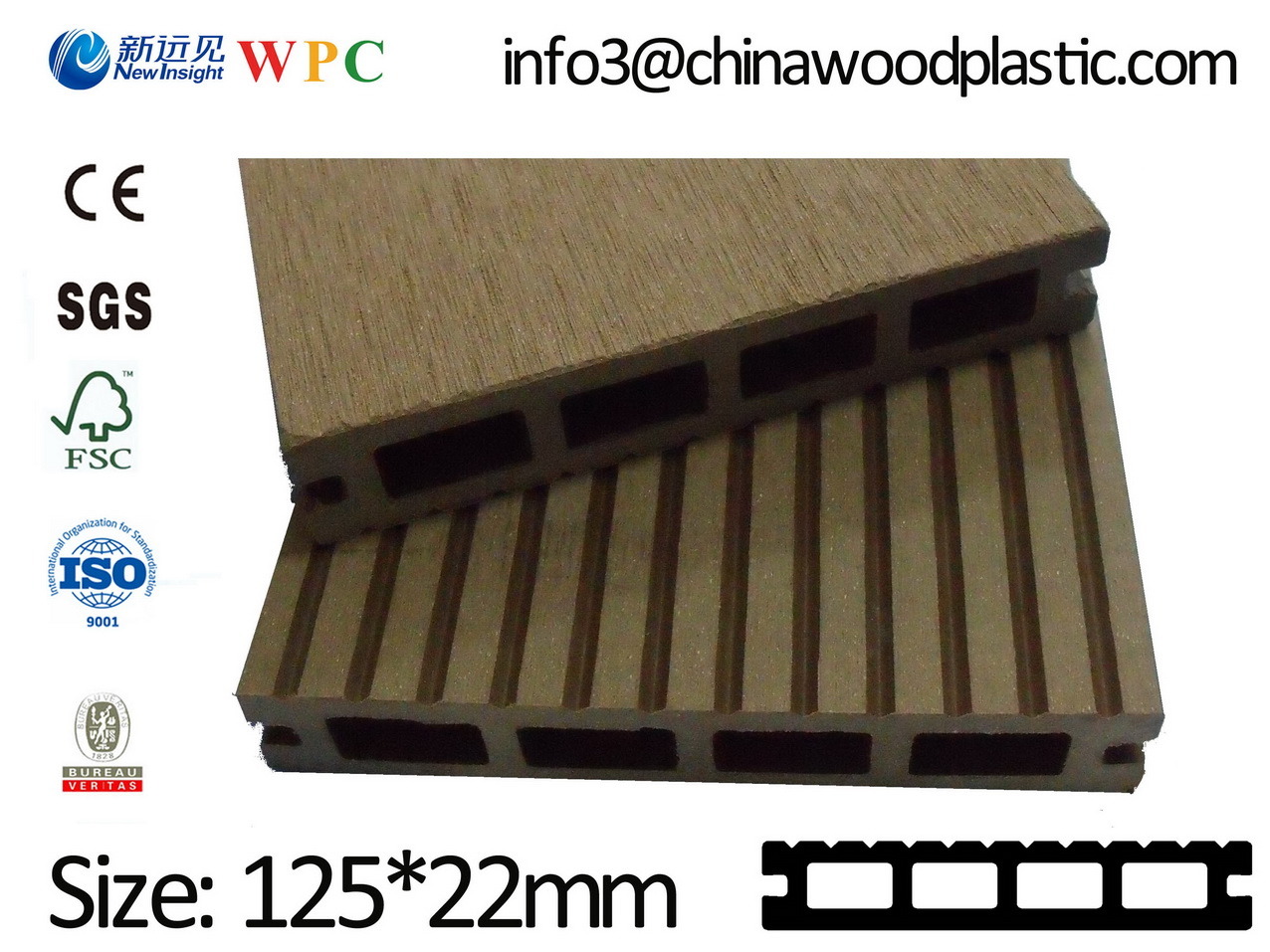 PE WPC Decking WPC Outdoor Floor with CE SGS ISO Fsc Composite Wood Decking Flooring, Wood Plastic Composite Decking Vinyl Decking Lhma055