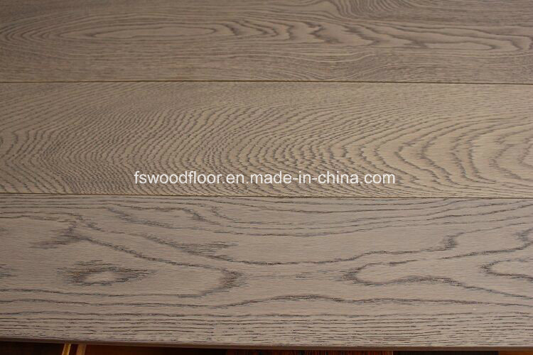 Grey Color White Oak Hardwood Flooring--Wire Brushed