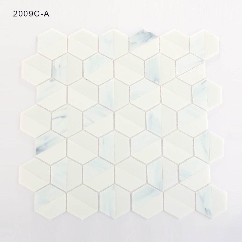 Modern Design Kitchen Floor Hexagon Stained Glass Mosaic Tiles