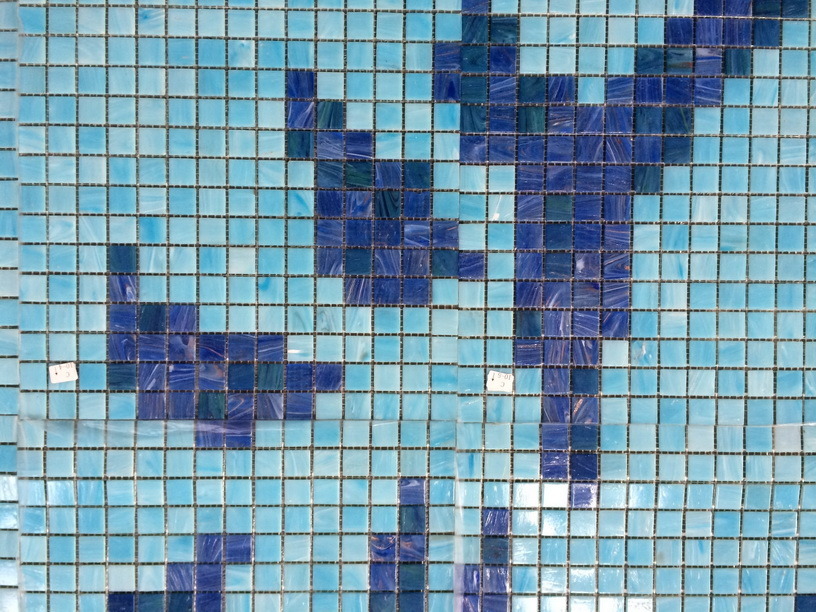 Flower Pattern Swimming Pool Bali Style Blue Swimming Pool Tile Melting Glass Mosaic