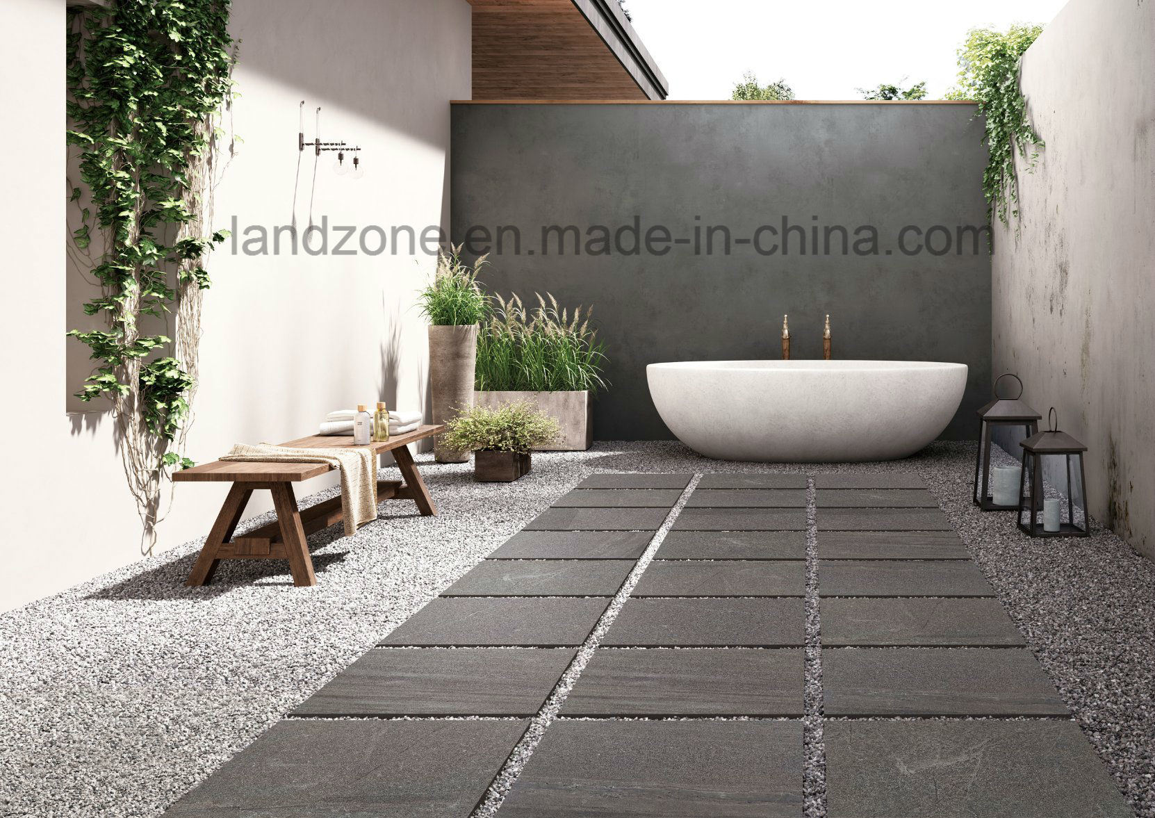 20mm Thickner Porcelain Tile Gardern Square Design