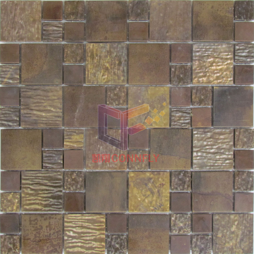 Roughness Surface Copper Metal Mosaic Wall Tile (CFM958)