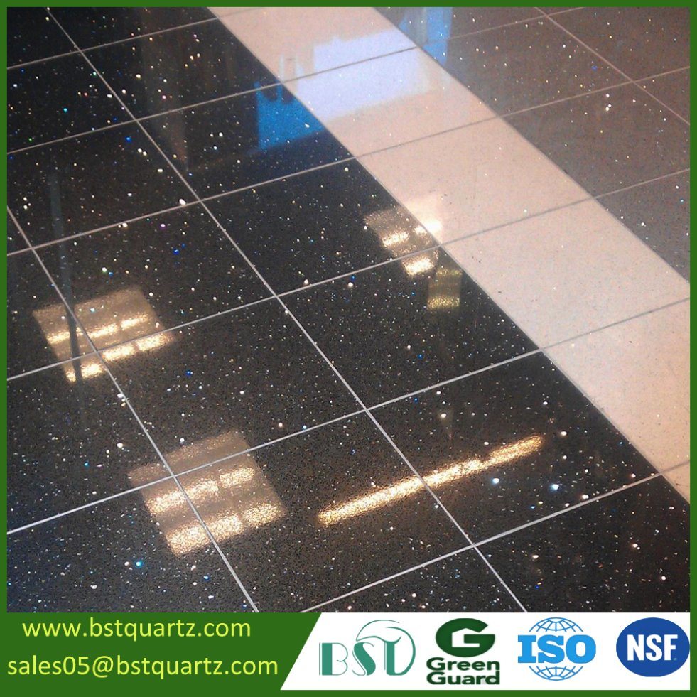 High Quality Sparkle Black Quartz Stone Floor Tile