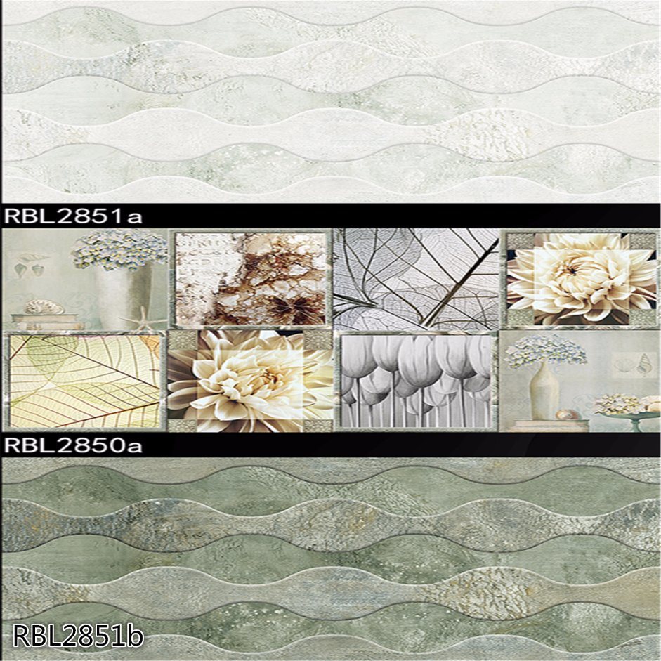 Living Room Flower Design Wall Tile Ceramic Tiles Set of 3