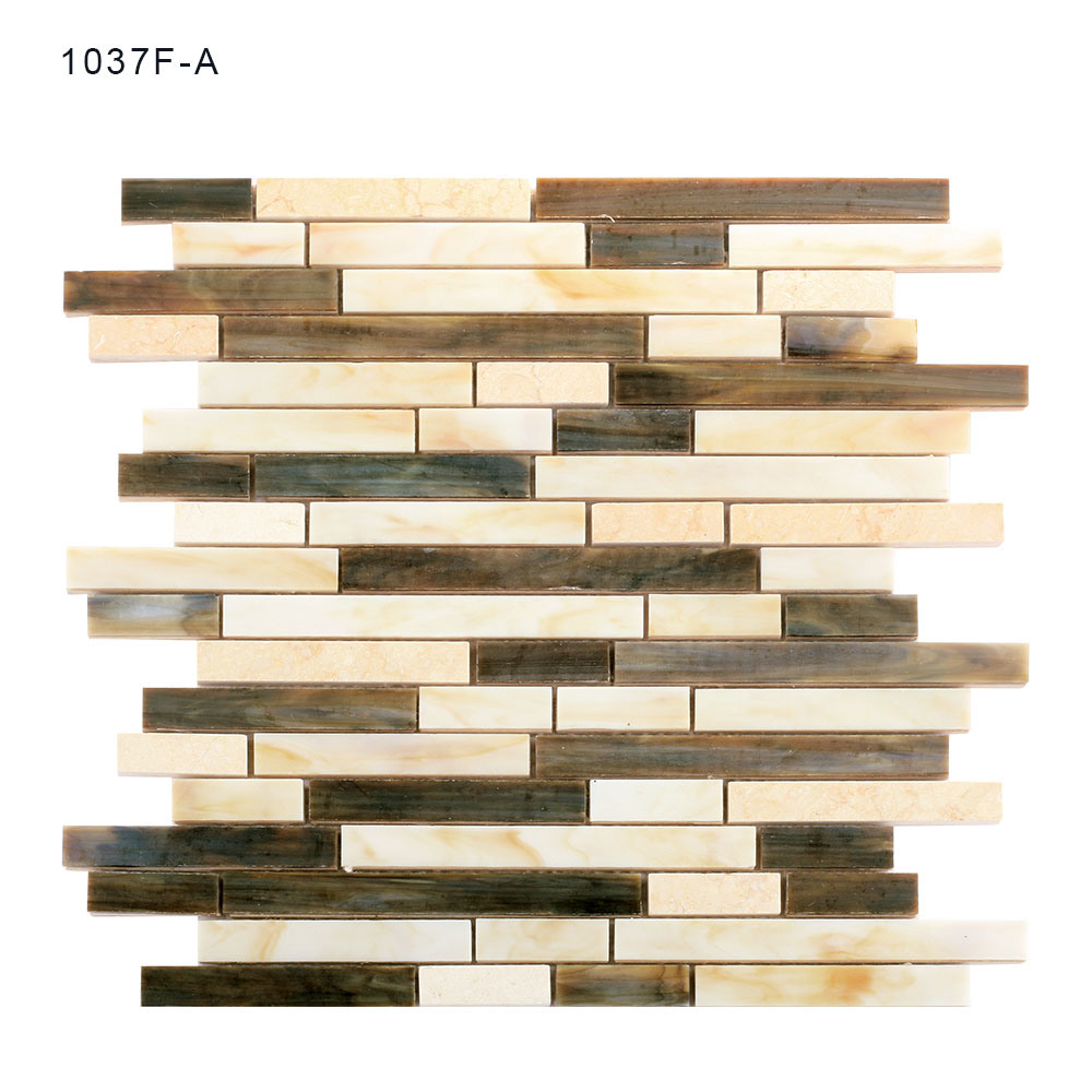 High Cut Patterned Flooring Stained Glass Mosaic Tile for Kitchen