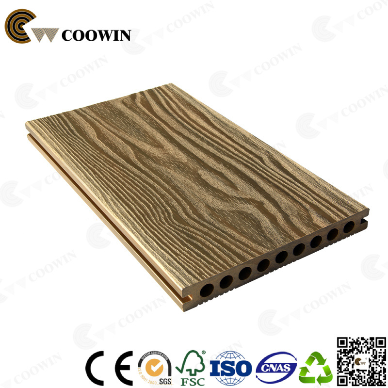 Modern Hollow 3D Embossing WPC Decking Floor