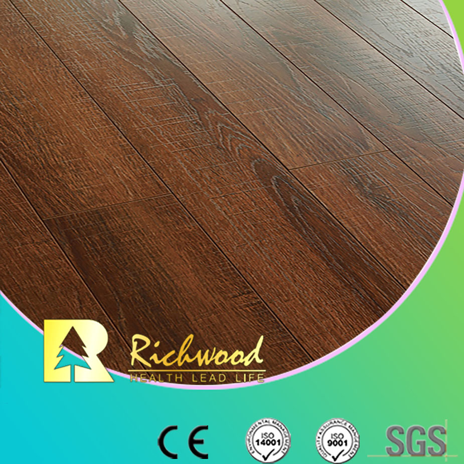 Commercial E0 HDF Embossed Hickory V-Grooved Waxed Edge Laminate Floor