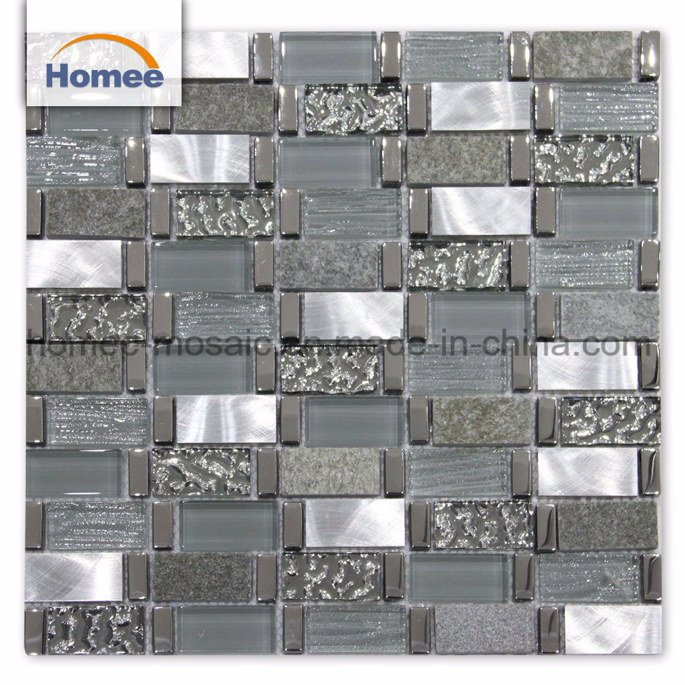 Small Chip Glitter Glass Mixed Stone Metal Glass Mosaic Tile