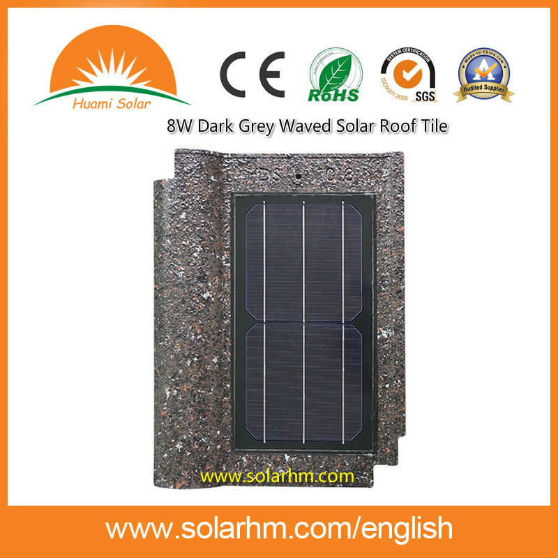 8W Dark Grey Waved Solar Roof Tile