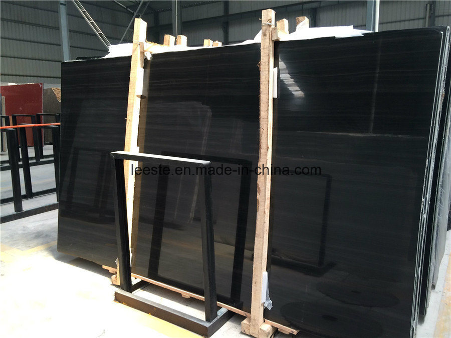 Polished Black Imperial Wood Marble, Custom Marble Flooring