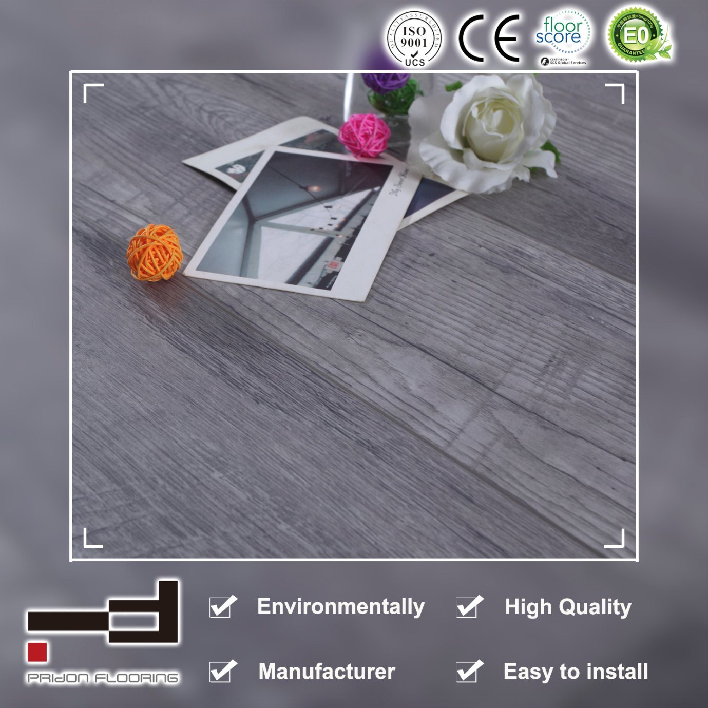 8mm 12mm Grey Oak HDF Crystal Laminate Laminated Flooring (8350)