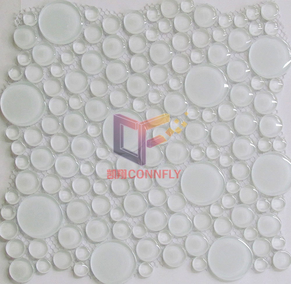 Round Super White Smoothed Crystal Mosaic Tile (CFC252)