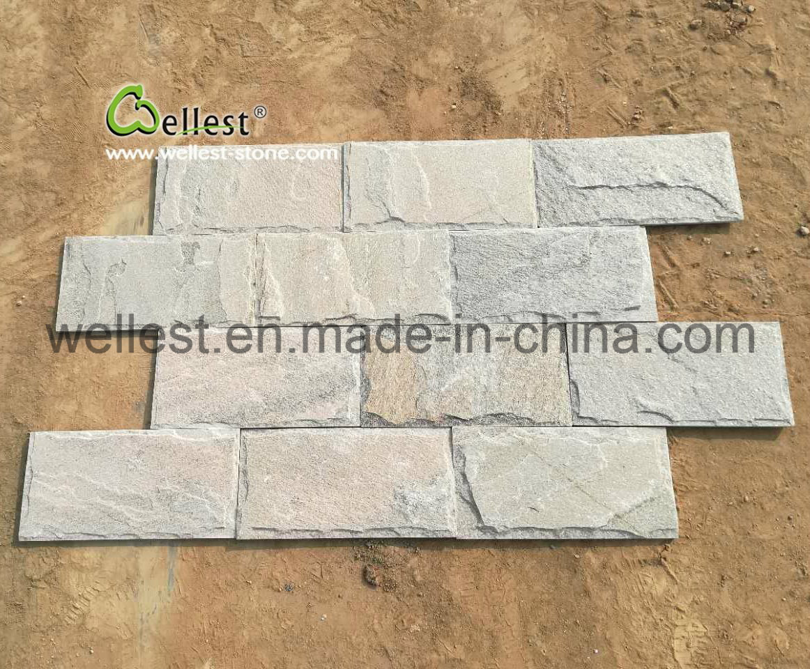 Elegant Light Green and Purple Quartzite Mushroom Tile for Wall Cladding and Covering