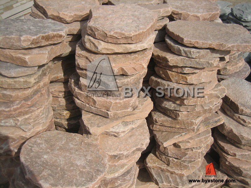 Pink Sandstone Natural Split Tumbled Irregular Shape Paving Stone