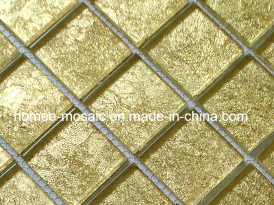 Luxury Golden Foil Crystal Glass Mosaic Wall Tile for Building Materials