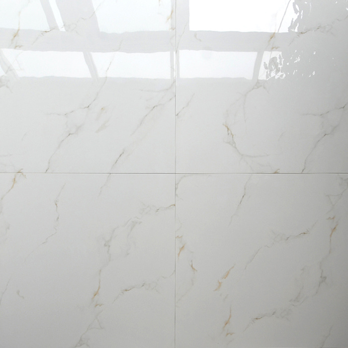 White Colour Glossy Marble Look Glazed Italian Porcelain Polished Tile