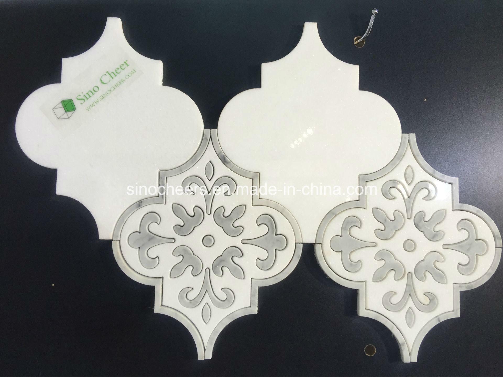 White and Grey Lantern Tile Marble Mosaic