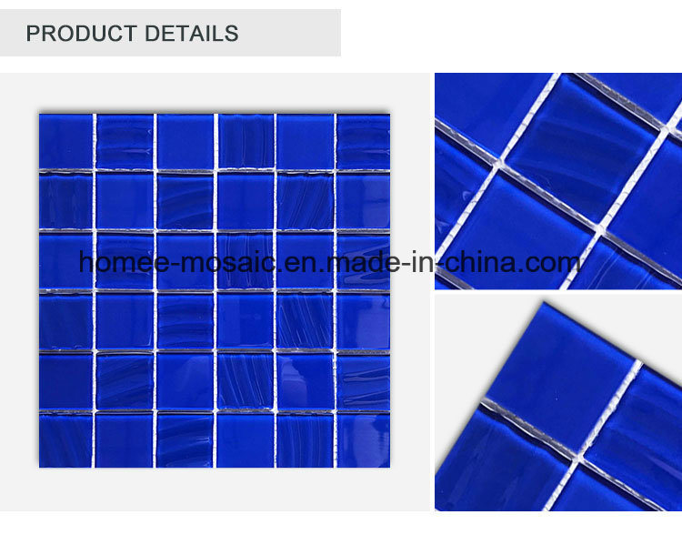 Dark Blue Color Texture Indoor Swimming Pool Tile Glass Mosaic