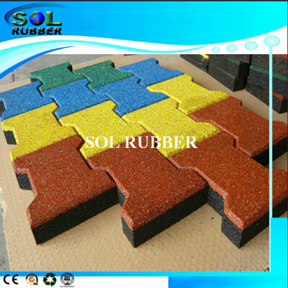 Excellent Quality Color Through Interlock Rubber Tile